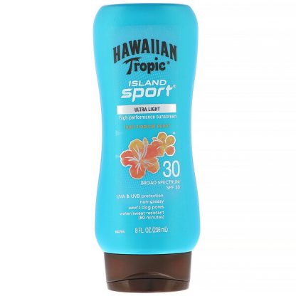 Hawaiian Tropic, Island Sport, High Performance Sunscreen, SPF 30, Light Tropical Scent, 8 fl oz (236 ml)