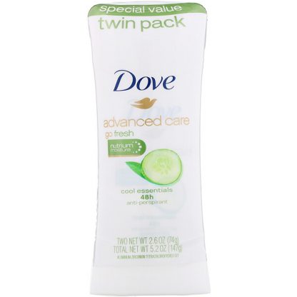 Dove, Advanced Care, Anti-Perspirant Deodorant, Go Fresh, 2 Pack, 2.6 oz (74 g) Each