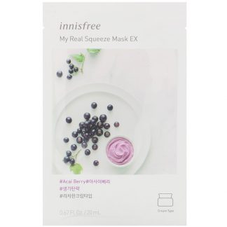 Innisfree, My Real Squeeze Beauty Mask EX, Acai Berry, 1 Sheet, 0.67 fl oz (20 ml)