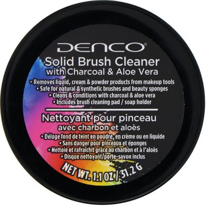 Denco, Solid Brush Cleaner with Charcoal & Aloe Vera, 1.1 oz (31.2 g)