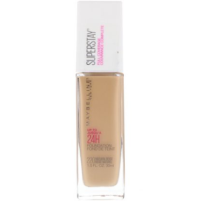 Maybelline, Super Stay, Full Coverage Foundation, 220 Natural Beige, 1 fl oz (30 ml)