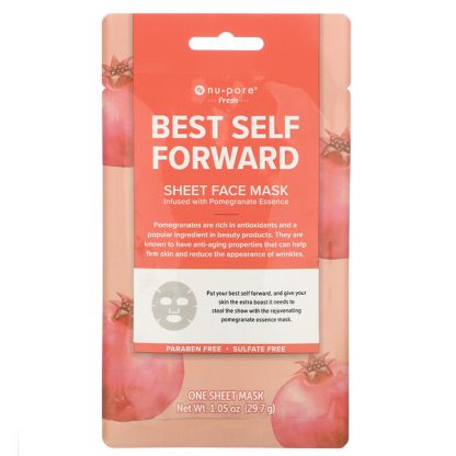 Nu-Pore, Best Self Forward Sheet Beauty Face Mask, Pomegranate, 1 Sheet, 1.05 oz (29.7 g)