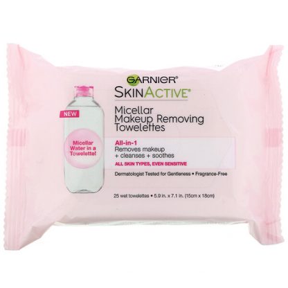 Garnier, SkinActive, Micellar Makeup Removing Towelettes, All-In-1, 25 Wet Towelettes