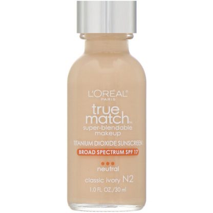 L'Oreal, True Match Super-Blendable Makeup, N2 Classic Ivory, 1 fl oz (30 ml)