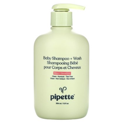 Pipette, Baby Shampoo + Wash, Rose + Geranium, 12 fl oz (354 ml)