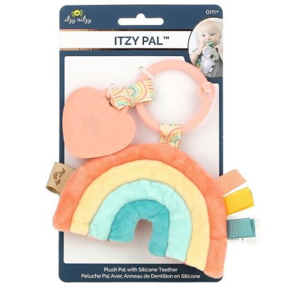 itzy ritzy, Itzy Pal, Plush Pal with Silicone Teether, 0+ Months, Macy The Rainbow, 1 Teether