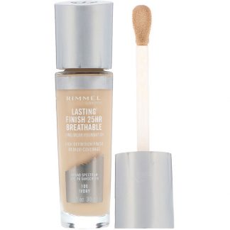 Rimmel London, Lasting Finish 25HR Breathable Long Wear Foundation, 100 Ivory, 1 fl oz (30 ml)