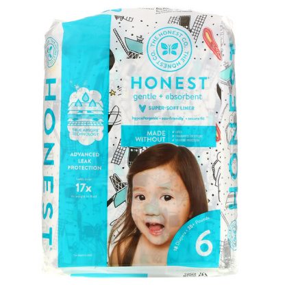 The Honest Company, Honest Diapers, Super-Soft Liner, Size 6, Space Travel, 35+ Pounds, 18 Diapers