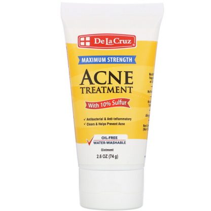 De La Cruz, Ointment, Acne Treatment with 10% Sulfur, Maximum Strength, 2.6 oz (74 g)