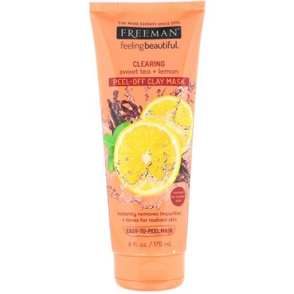 Freeman Beauty, Feeling Beautiful, Clearing Peel-Off Clay Beauty Mask, Sweet Tea + Lemon, 6 fl oz (175 ml)