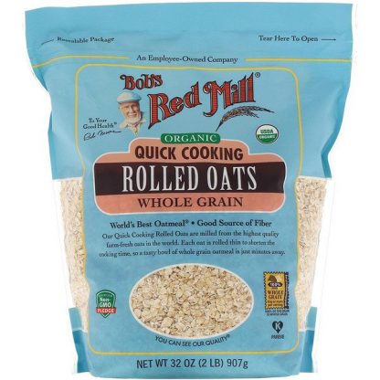 Bob's Red Mill, Organic, Quick Cooking Rolled Oats, Whole Grain, 32 oz (907 g)