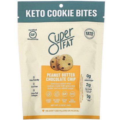 SuperFat, Keto Cookie Bites, Peanut Butter Chocolate Chip, 2.25 oz (64 g)