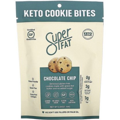 SuperFat, Keto Cookie Bites, Chocolate Chip, 2.25 oz (64 g)