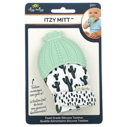 itzy ritzy, Itzy Mitt, Food Grade Silicone Teether, 3+ Months, Cactus, 1 Teether