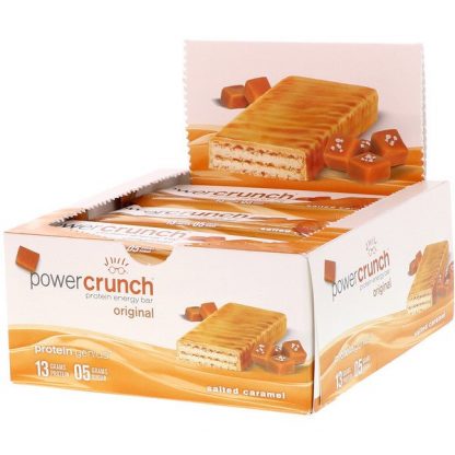 BNRG, Power Crunch Protein Energy Bar, Original, Salted Caramel, 12 Bars, 1.4 oz (40 g) Each