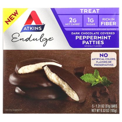 Atkins, Endulge, Peppermint Patties, 5 Bars, 1.31 oz (37 g) Each