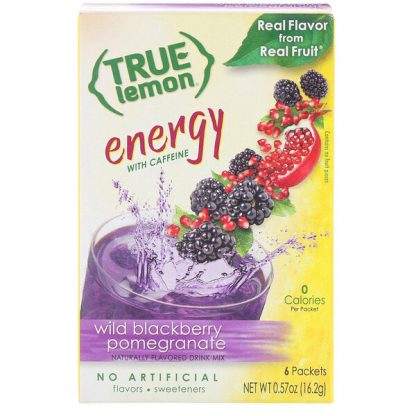 True Citrus, True Lemon, Energy, Wild Blackberry Pomegranate, 6 Packets, 0.57 oz (16.2 g)