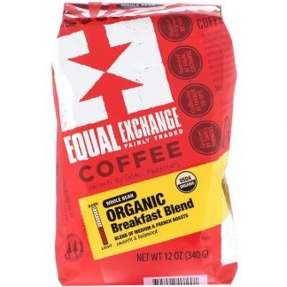 Equal Exchange, Organic Coffee, Breakfast Blend, Whole Bean, Medium & French Roasts, 12 oz (340 g)