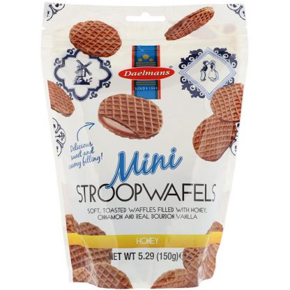 Daelmans, Mini Stroopwafels, Honey, 5.29 oz (150 g)