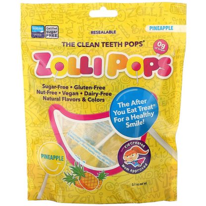 Zollipops, The Clean Teeth Pops, Pineapple, 3.1 oz