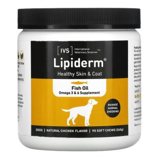 International Veterinary Sciences, Lipiderm, Healthy Skin & Coat, Dogs, Natural Chicken, 90 Soft Chews