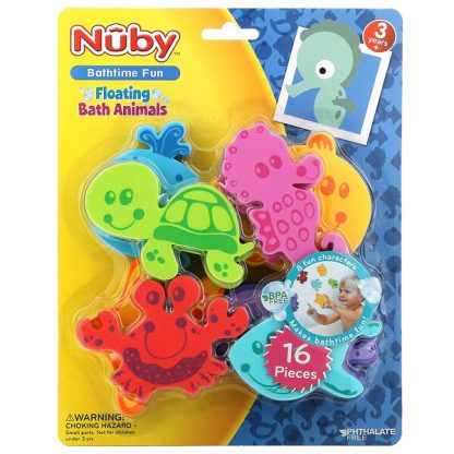 Nuby, Floating Bath Animals, 3+ Years, 16 Pieces