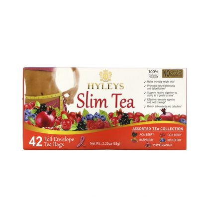 Hyleys Tea, Slim Tea, Assorted Tea Collections, 42 Foil Envelope Tea Bags, 0.05 oz (1.5 g) Each