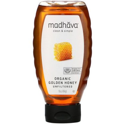 Madhava Natural Sweeteners, Organic Golden Honey, Unfiltered , 16 oz (454 g)