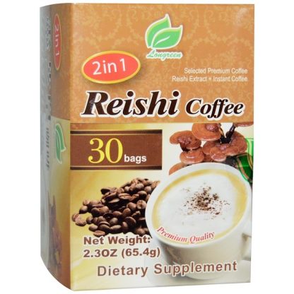 Longreen, 2 in 1 Reishi Coffee, 30 Bags, 2.3 oz (65.4 g) Each