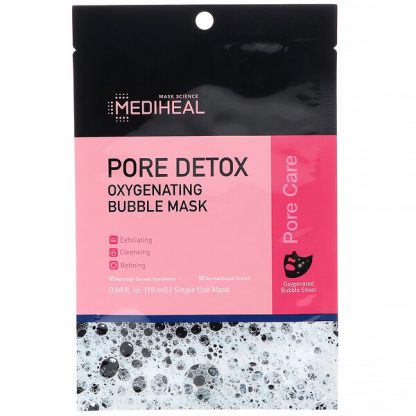 Mediheal, Pore Detox, Oxygenating Bubble Beauty Mask, 5 Sheets, 0.60 fl oz (18 ml) Each