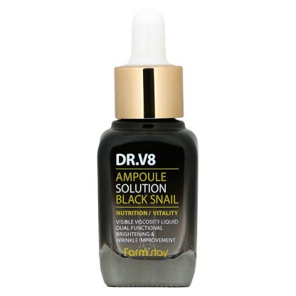 Farmstay, Dr. V8 Ampoule Solution Black Snail, 1.01 fl oz (30 ml)