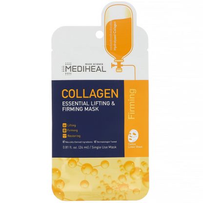 Mediheal, Collagen, Essential Lifting & Firming Beauty Mask, 5 Sheets, 0.81 fl oz (24 ml) Each