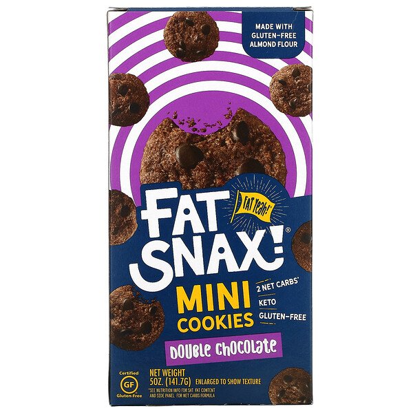 Fat Snax, Mini Cookies, Double Chocolate, 5 oz (141.7 g)Singapore