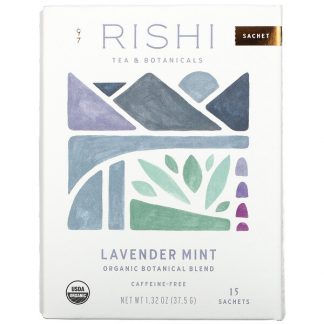 Rishi Tea, Organic Botanical Blend, Lavender Mint, Caffeine-Free, 15 Sachets, 1.32 oz (37.5 g)