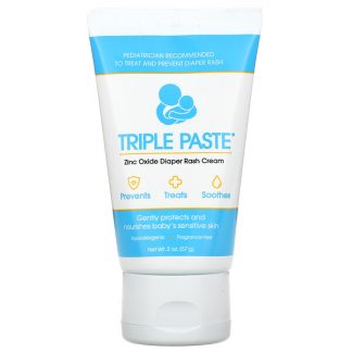 Triple Paste, Zinc Oxide Diaper Rash Cream, Fragrance-Free, 2 oz (57 g)