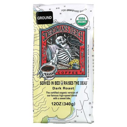 Raven's Brew Coffee, Deadman's Reach Coffee, Organic, Ground, Dark Roast, 12 oz ( 340 g)