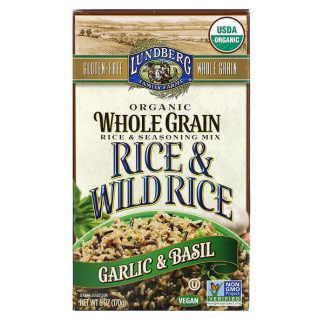 Lundberg, Organic Whole Grain Rice & Seasoning Mix, Rice & Wild Rice, Garlic & Basil, 6 oz (170 g)