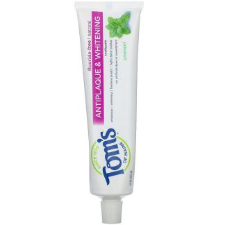 Tom's of Maine, Natural Antiplaque & Whitening Toothpaste, Fluoride-Free, Spearmint, 5.5 oz (155.9 g)