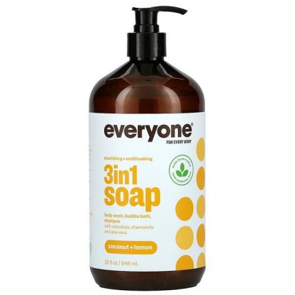 Everyone, Everyone Soap for Every Body, 3 in 1, Coconut + Lemon, 32 fl oz (946 ml)