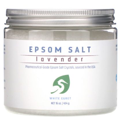 White Egret Personal Care, Epsom Salt, Lavender, 16 oz (454 g)