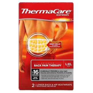 ThermaCare, Advanced Back Pain Therapy, L-XL,One-Time Use, 2 Lower Back & Hip Heatwraps