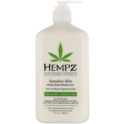 Hempz, Sensitive Skin Herbal Body Moisturizer, Helps Comfort + Soothe Dry Skin, 17 fl oz (500 ml)