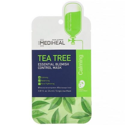 Mediheal, Tea Tree, Essential Blemish Control Beauty Mask, 5 Sheets, 0.81 fl oz (24 ml) Each