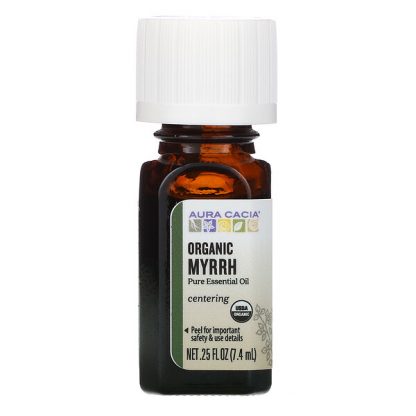 Aura Cacia, Pure Essential Oil, Organic Myrrh, 0.25 fl oz (7.4 ml)