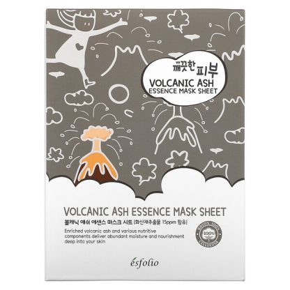 Esfolio, Volcanic Ash Essence Beauty Mask Sheet, 10 Sheets, 0.85 fl oz (25 ml) Each