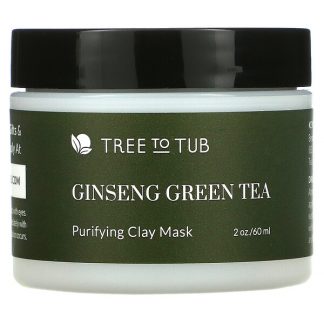 Tree To Tub, Ginseng Green Tea, Activated Charcoal Deep Purifying Clay Face Mask for Sensitive Skin, 2 oz (60 ml)