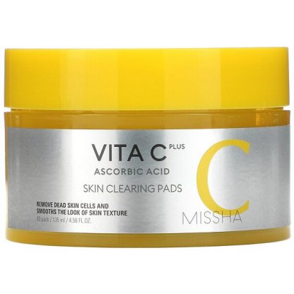 Missha, Vita C Plus Ascorbic Acid, Skin Clearing Pads, 60 Pads