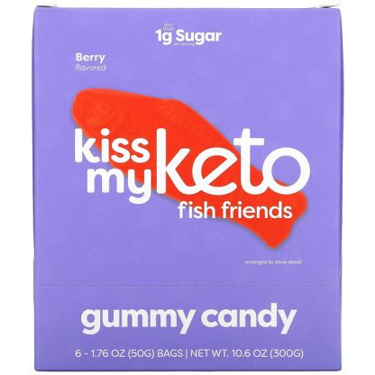 Kiss My Keto, Fish Friends Gummy Candy, Berry, 6 Bags, 1.76 oz ( 50 g) Each