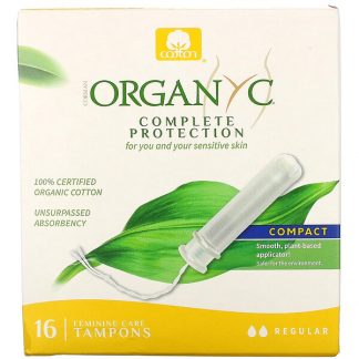 Organyc, Organic Tampons, Compact, Regular, 16 Tampons