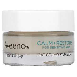 Aveeno, Calm + Restore, Oat Gel Moisturizer, Fragrance-Free, Trial Size, 0.5 oz (14 g)